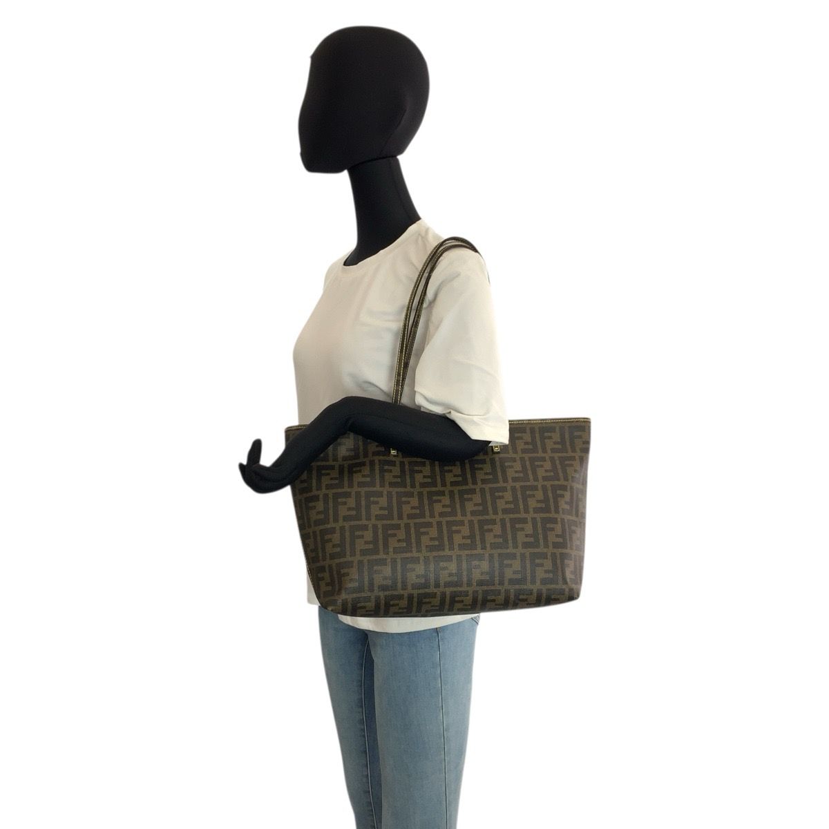 Fendi Zucca Brown Yellow Tote Shoulder Bag — view 6