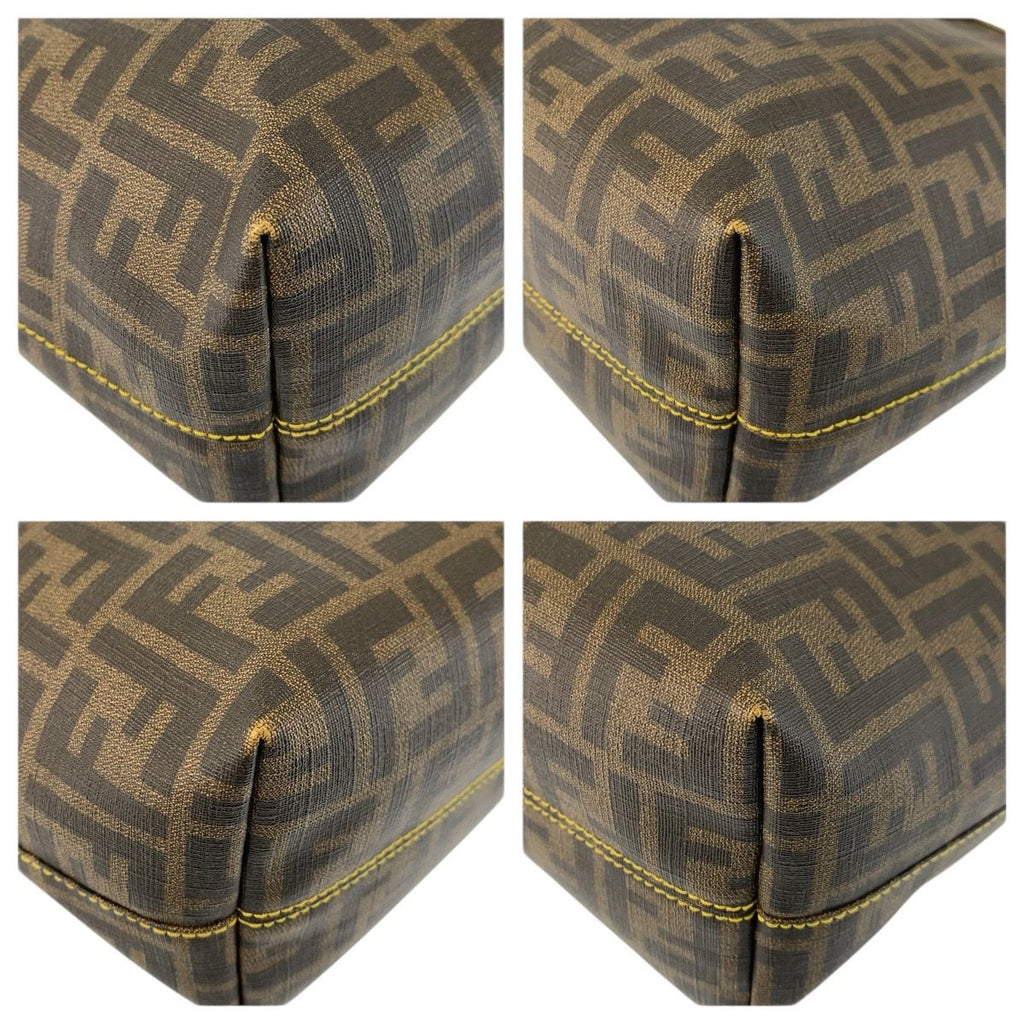 Fendi Zucca Brown Yellow Tote Shoulder Bag — view 4