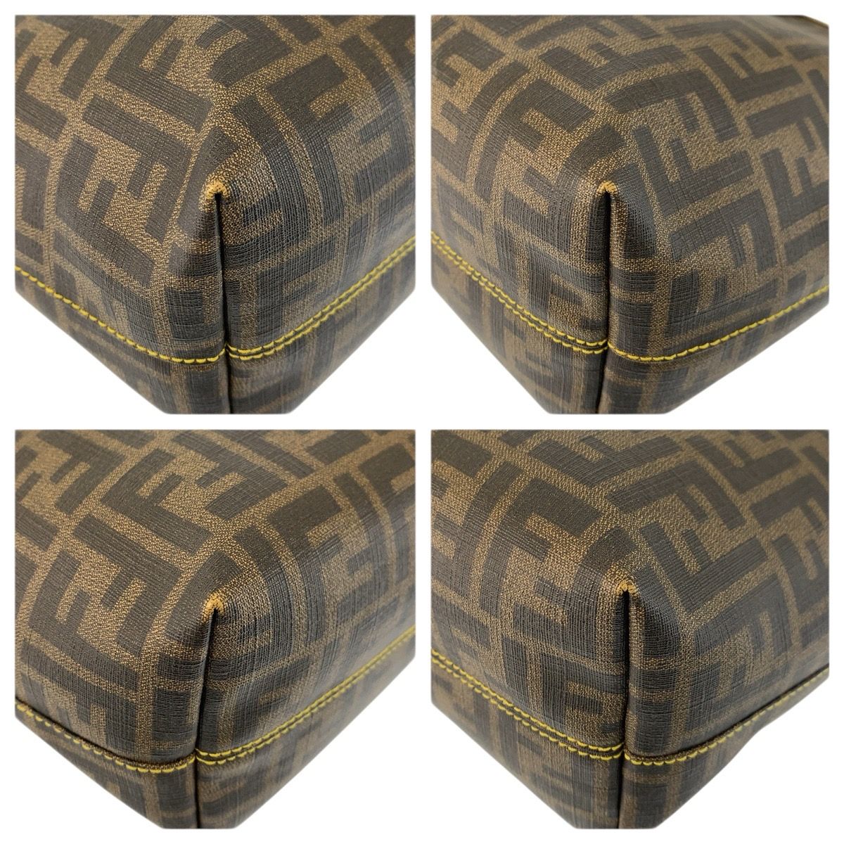 Fendi Zucca Brown Yellow Tote Shoulder Bag — view 4