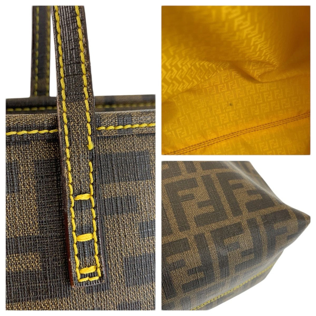 Fendi Zucca Brown Yellow Tote Shoulder Bag — view 5