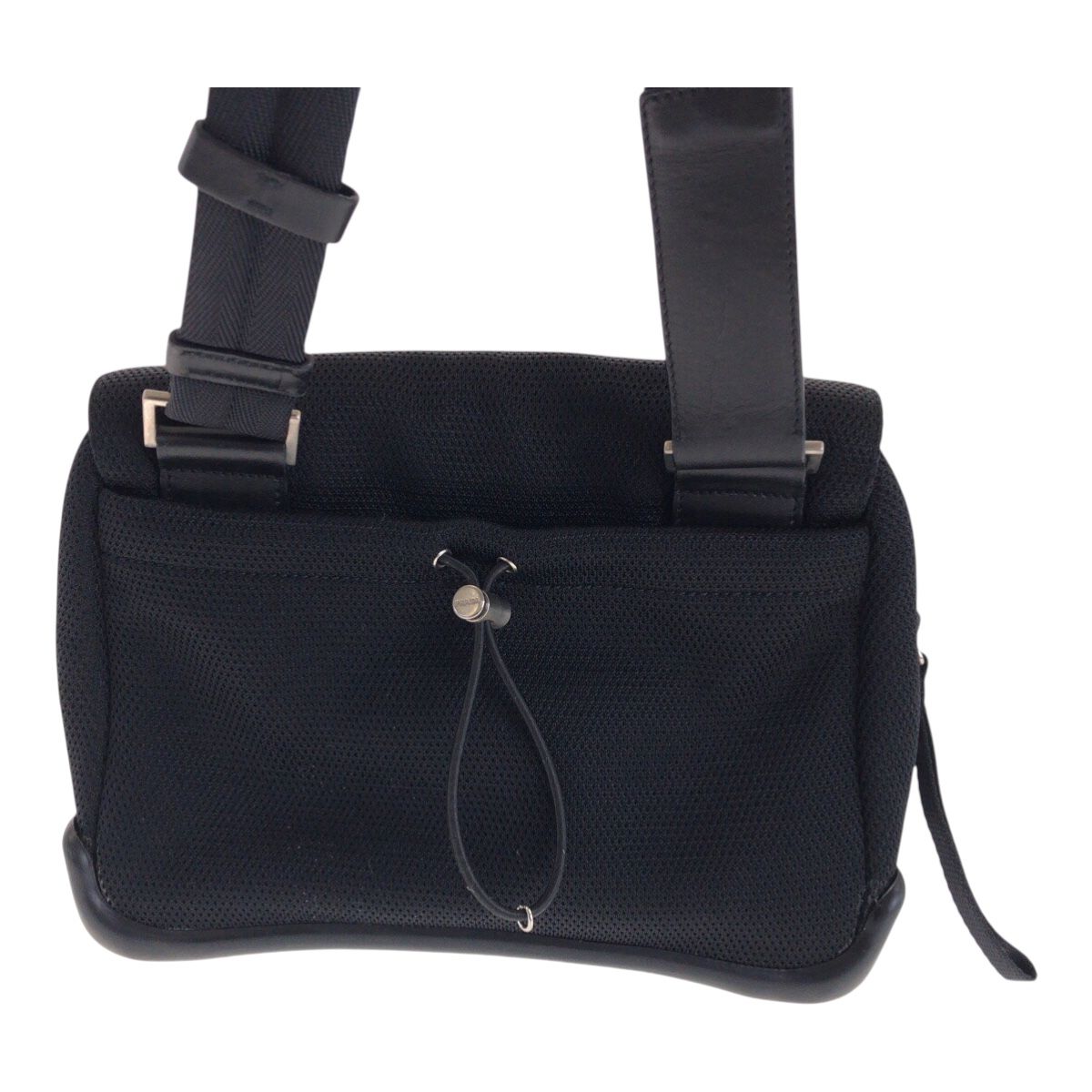 Prada Sports Black Silver Polyester Rubber Leather Shoulder Bag Pochette — view 2