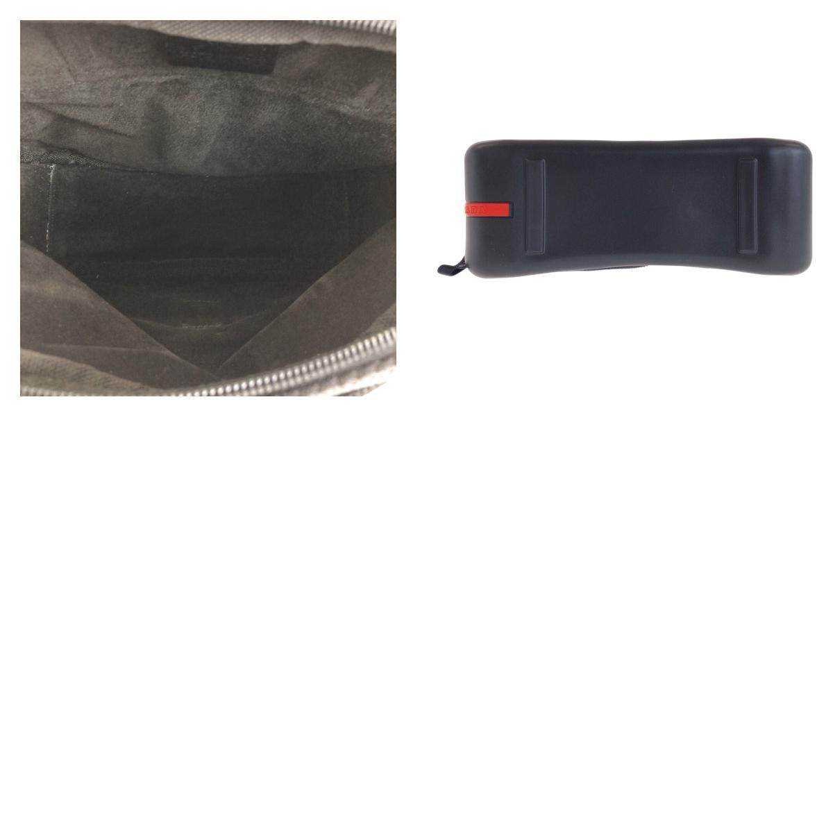 Prada Sports Black Silver Polyester Rubber Leather Shoulder Bag Pochette — view 9