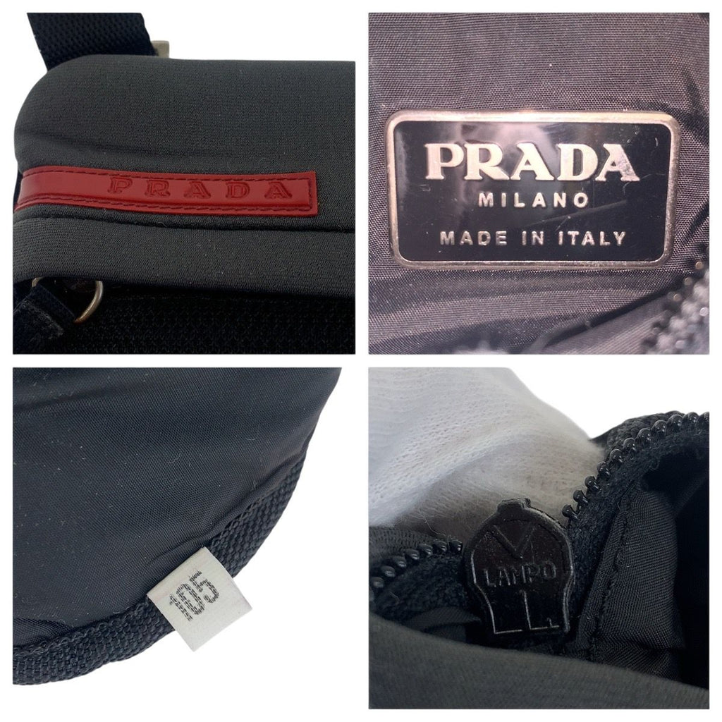 Prada Sports Black Gray Silver Nylon Shoulder Bag Pochette — view 6