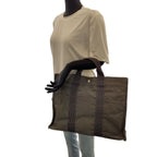 Hermes Her Line MM Gray Silver Canvas Tote — view 7