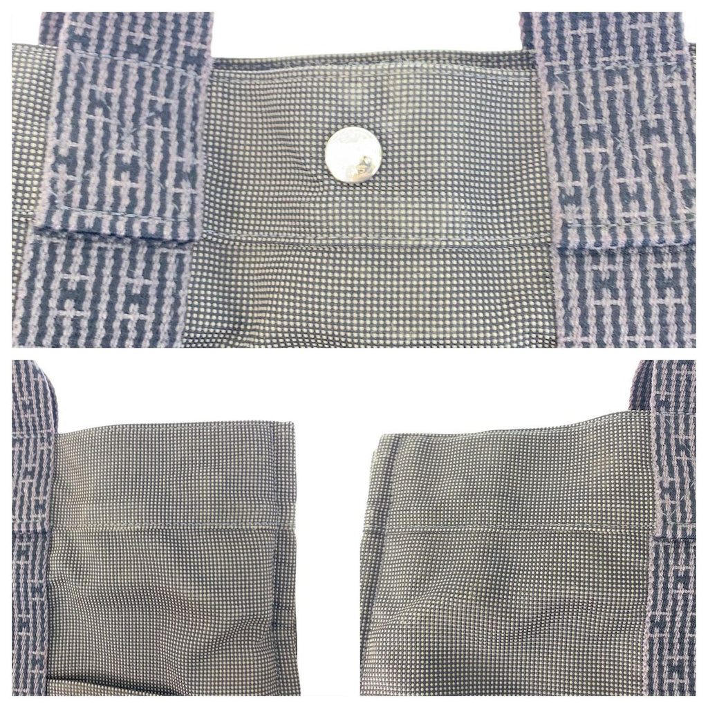 Hermes Her Line MM Gray Silver Canvas Tote — view 5