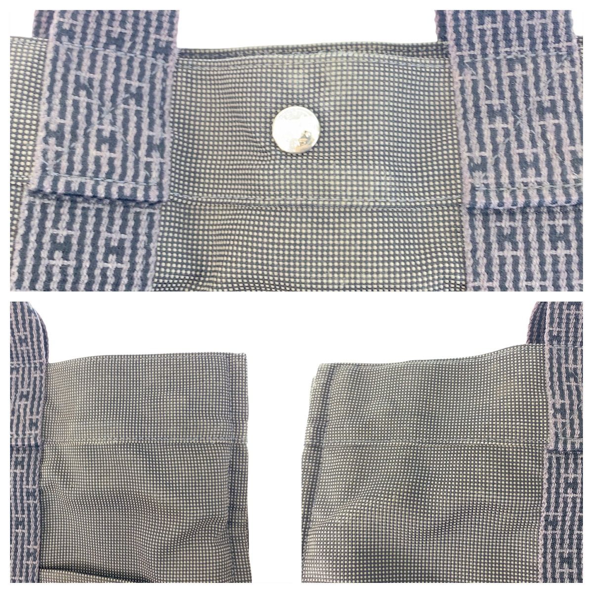 Hermes Her Line MM Gray Silver Canvas Tote — view 5