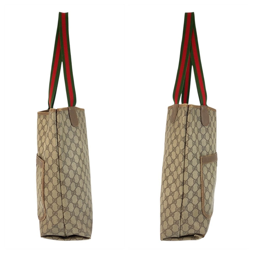 Gucci Vintage Sherry Line Beige GG Supreme Canvas Tote Shoulder Bag — view 8