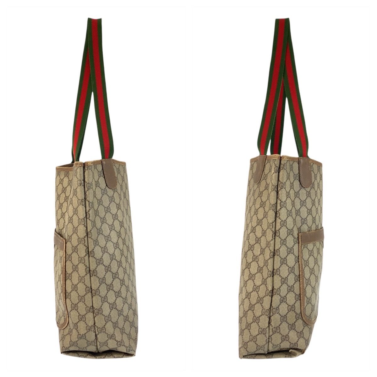 Gucci Vintage Sherry Line Beige GG Supreme Canvas Tote Shoulder Bag — view 8