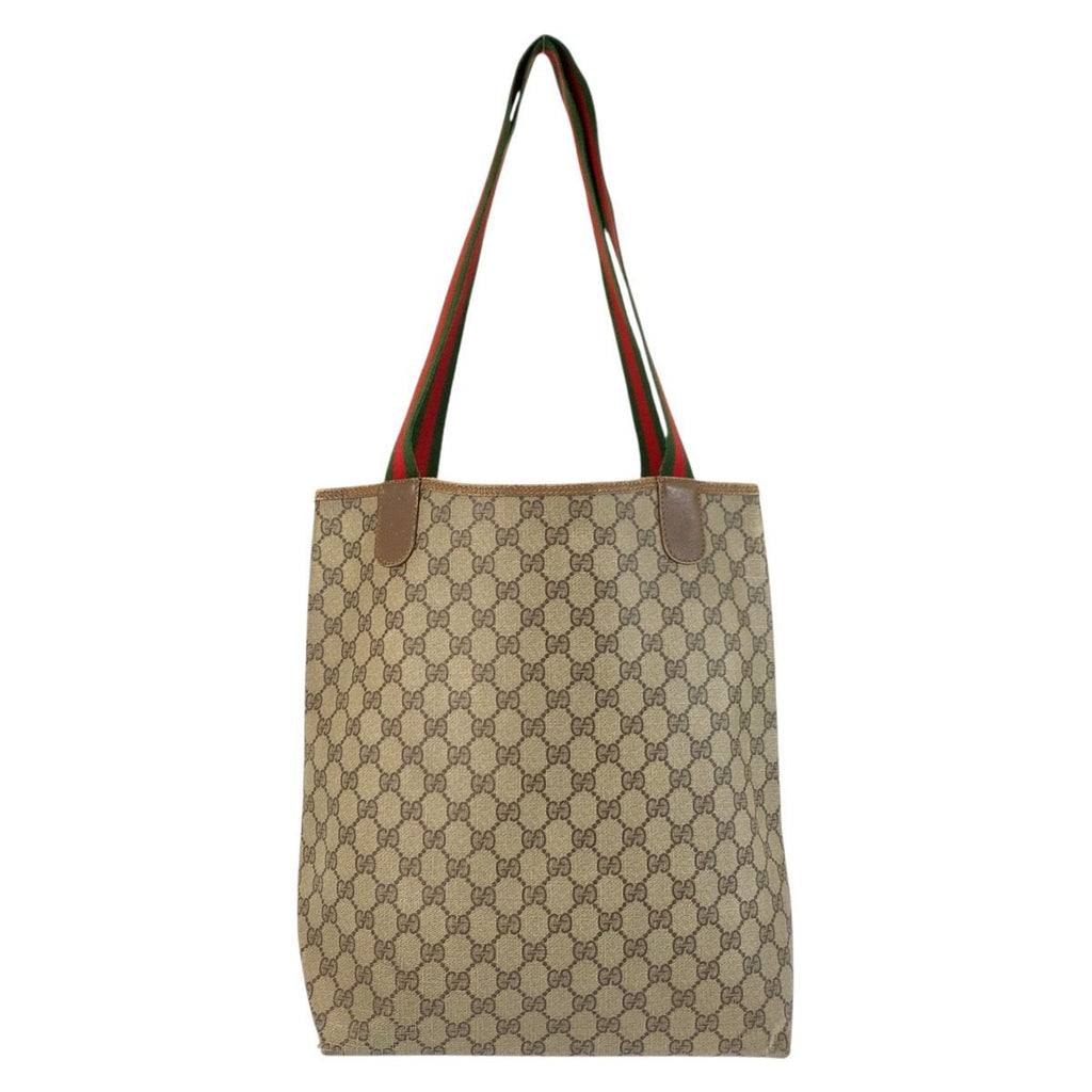 Gucci Vintage Sherry Line Beige GG Supreme Canvas Tote Shoulder Bag — view 2