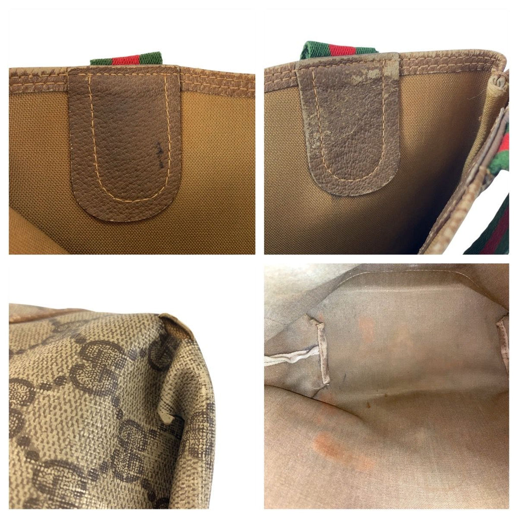 Gucci Vintage Sherry Line Beige GG Supreme Canvas Tote Shoulder Bag — view 6