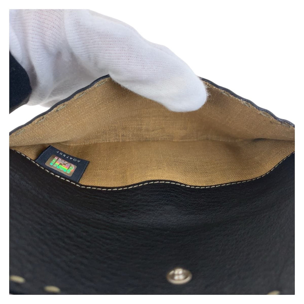 Fendi Selleria Black Silver Leather Wallet Folding — view 8