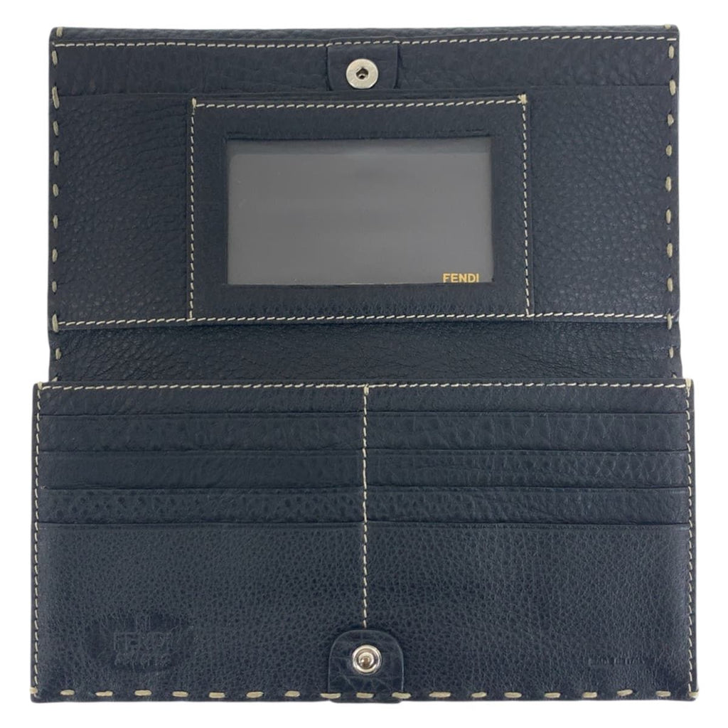 Fendi Selleria Black Silver Leather Wallet Folding — view 7