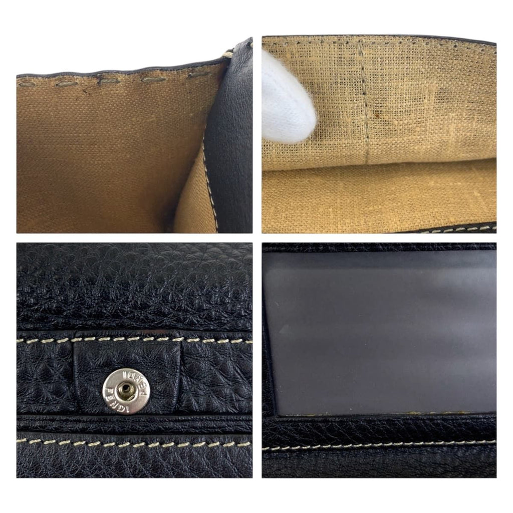 Fendi Selleria Black Silver Leather Wallet Folding — view 6