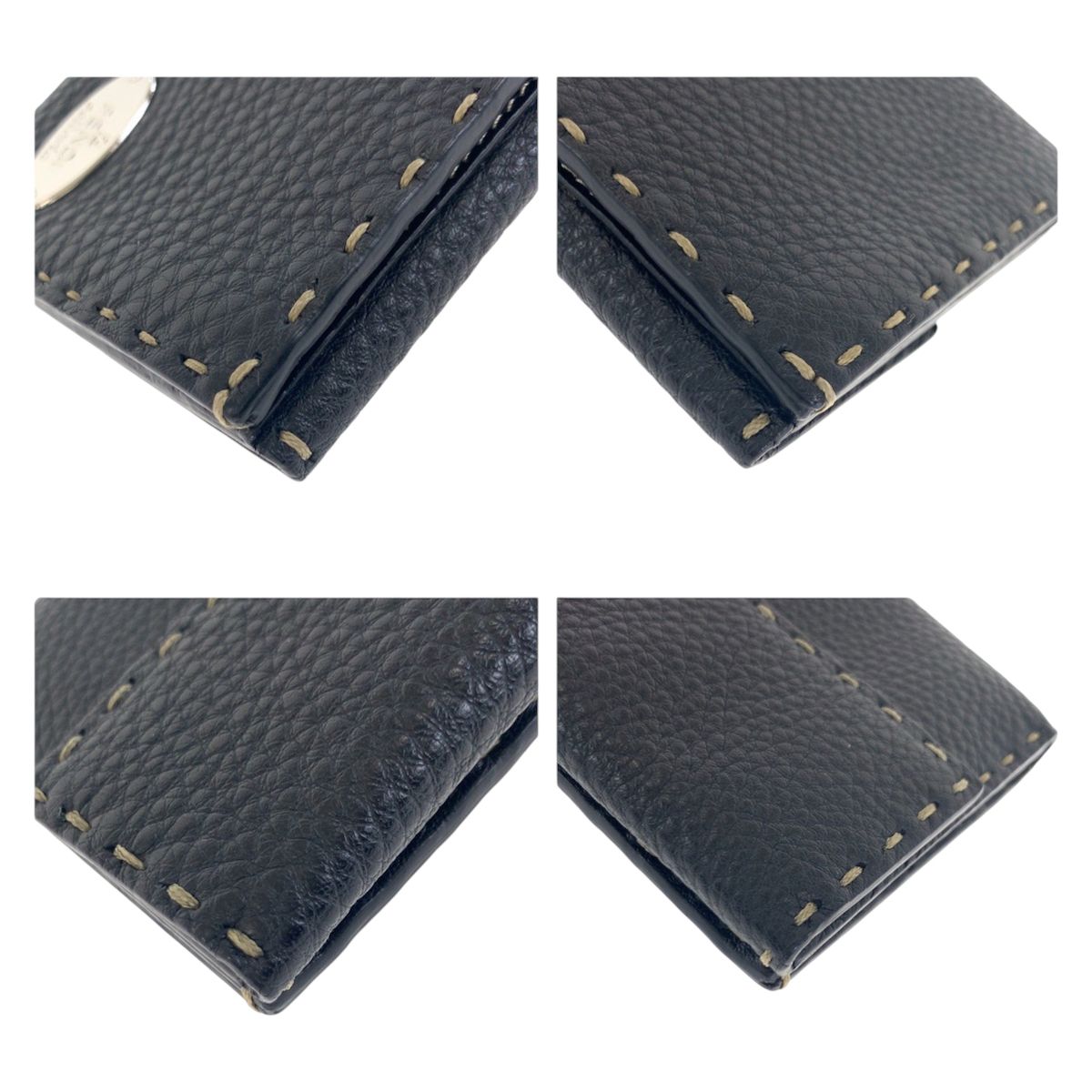 Fendi Selleria Black Silver Leather Wallet Folding — view 4