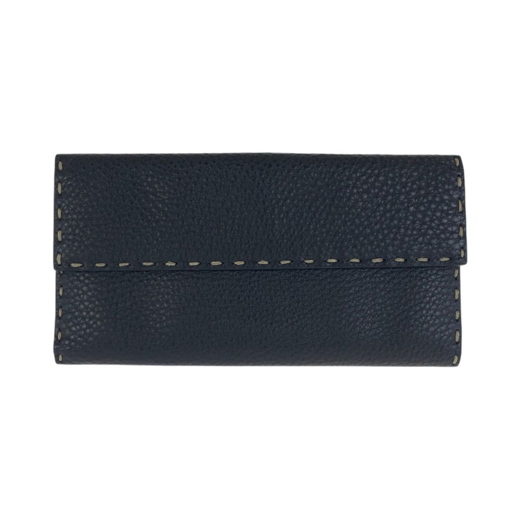Fendi Selleria Black Silver Leather Wallet Folding — view 2