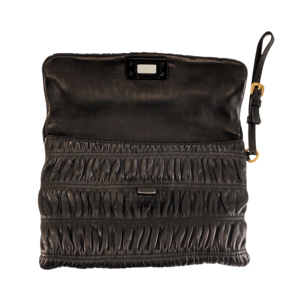 Prada Black Gold Leather 53 Clutch Pouch — view 5