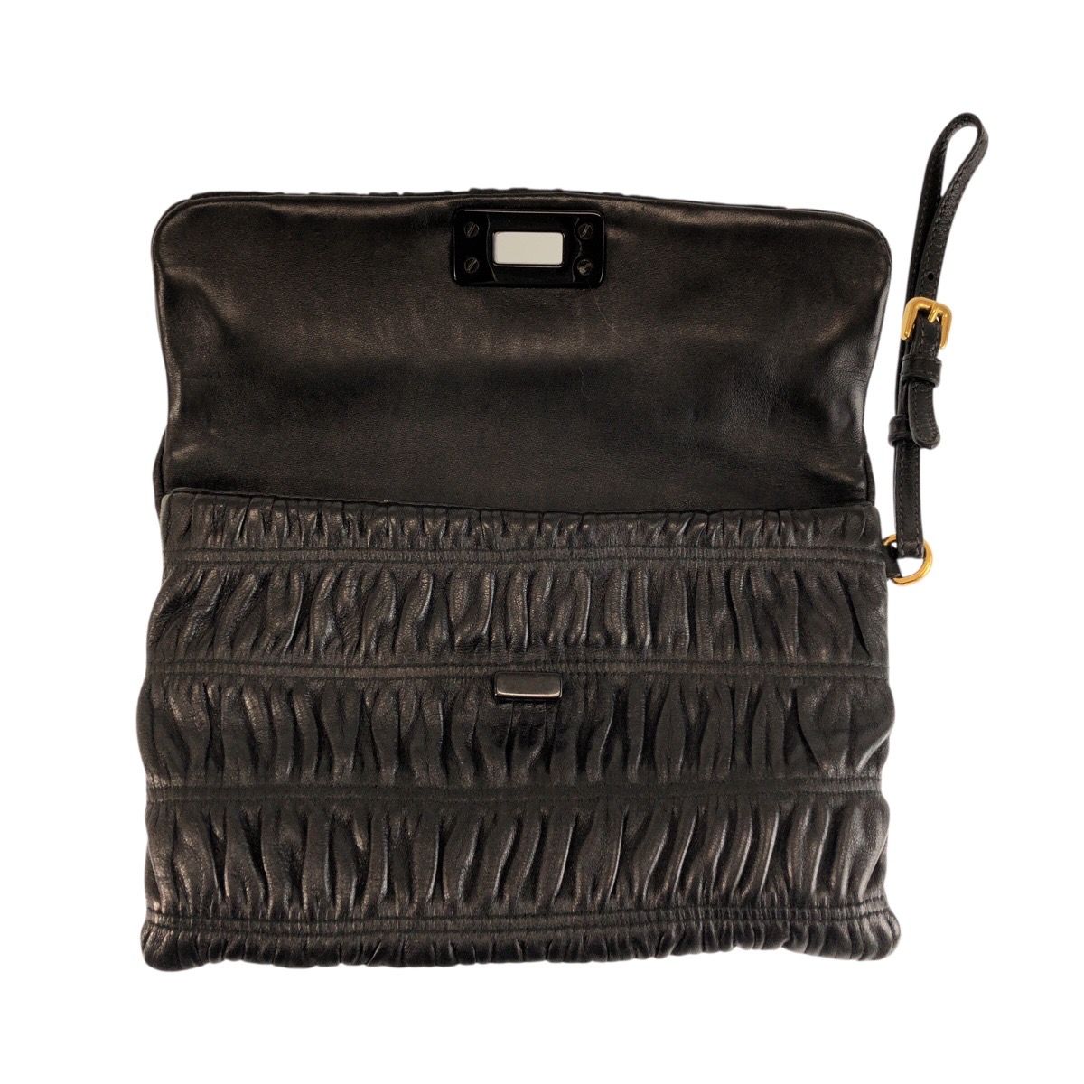 Prada Black Gold Leather 53 Clutch Pouch — view 5