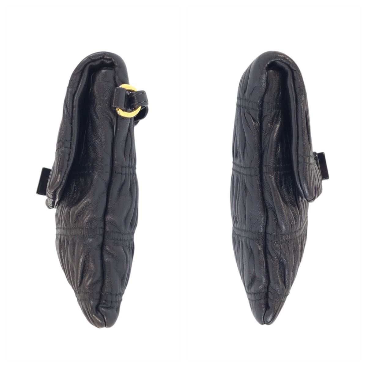 Prada Black Gold Leather 53 Clutch Pouch — view 8
