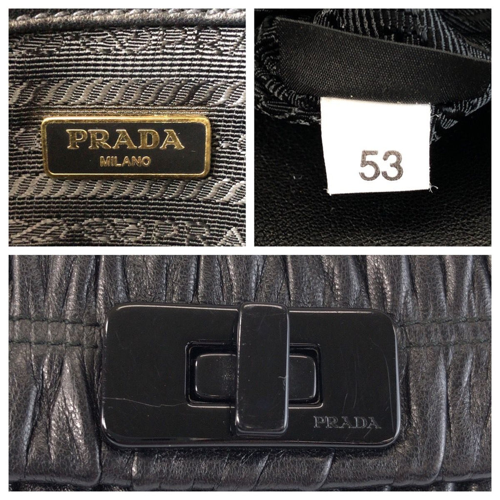 Prada Black Gold Leather 53 Clutch Pouch — view 4