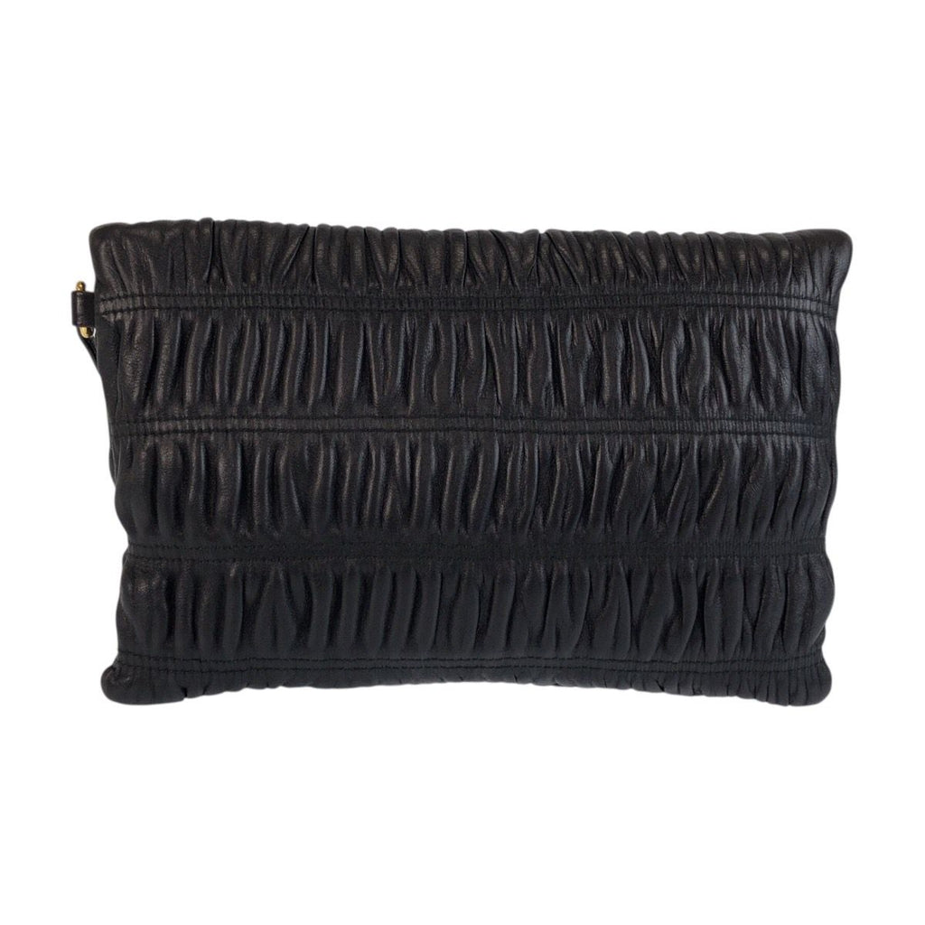 Prada Black Gold Leather 53 Clutch Pouch — view 2