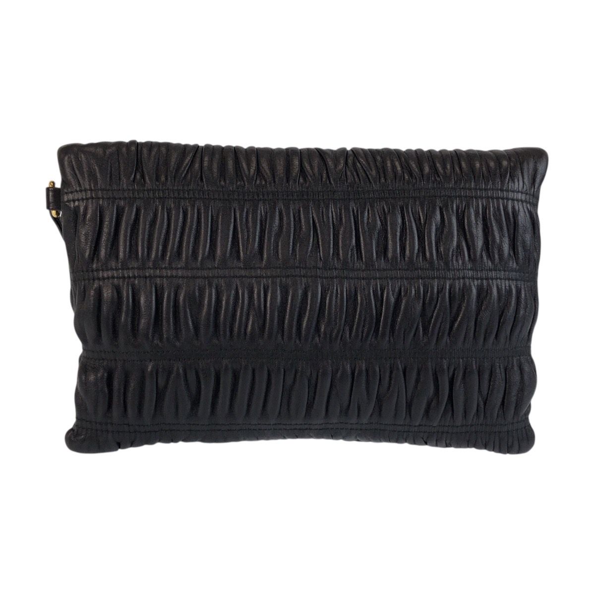 Prada Black Gold Leather 53 Clutch Pouch — view 2
