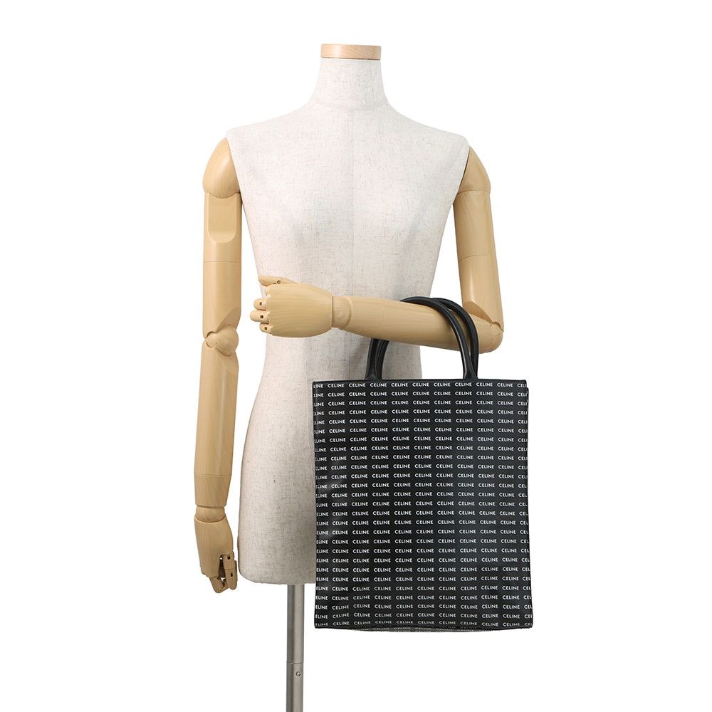 Celine Tote Small Vertical Cabas Logo All Over Pattern 2-Way Black — view 4