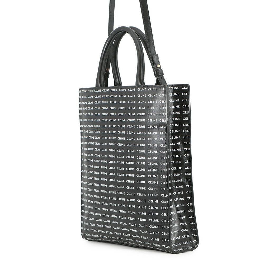 Celine Tote Small Vertical Cabas Logo All Over Pattern 2-Way Black — view 2