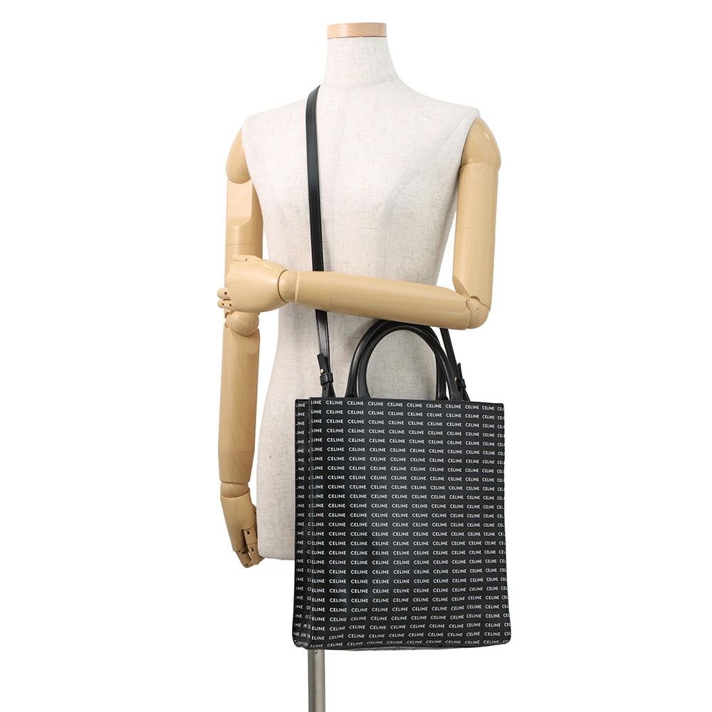 Celine Tote Small Vertical Cabas Logo All Over Pattern 2-Way Black — view 5