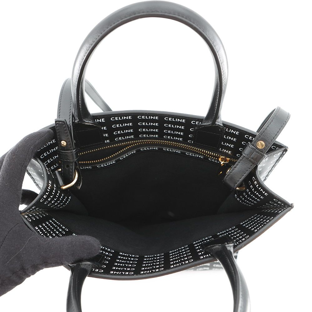 Celine Tote Small Vertical Cabas Logo All Over Pattern 2-Way Black — view 6