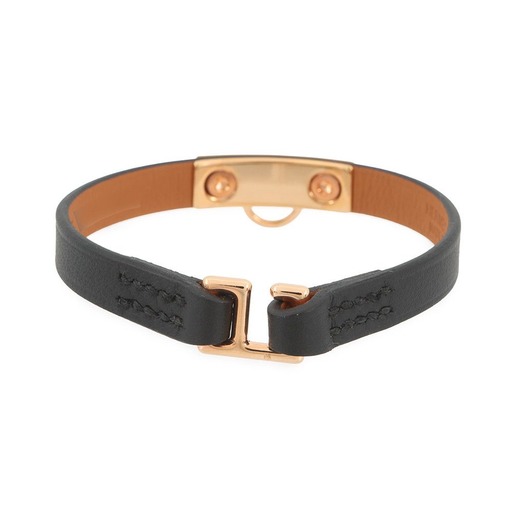 Hermes Bracelet Mini Rival Black Pink Gold Swift T3 — view 3