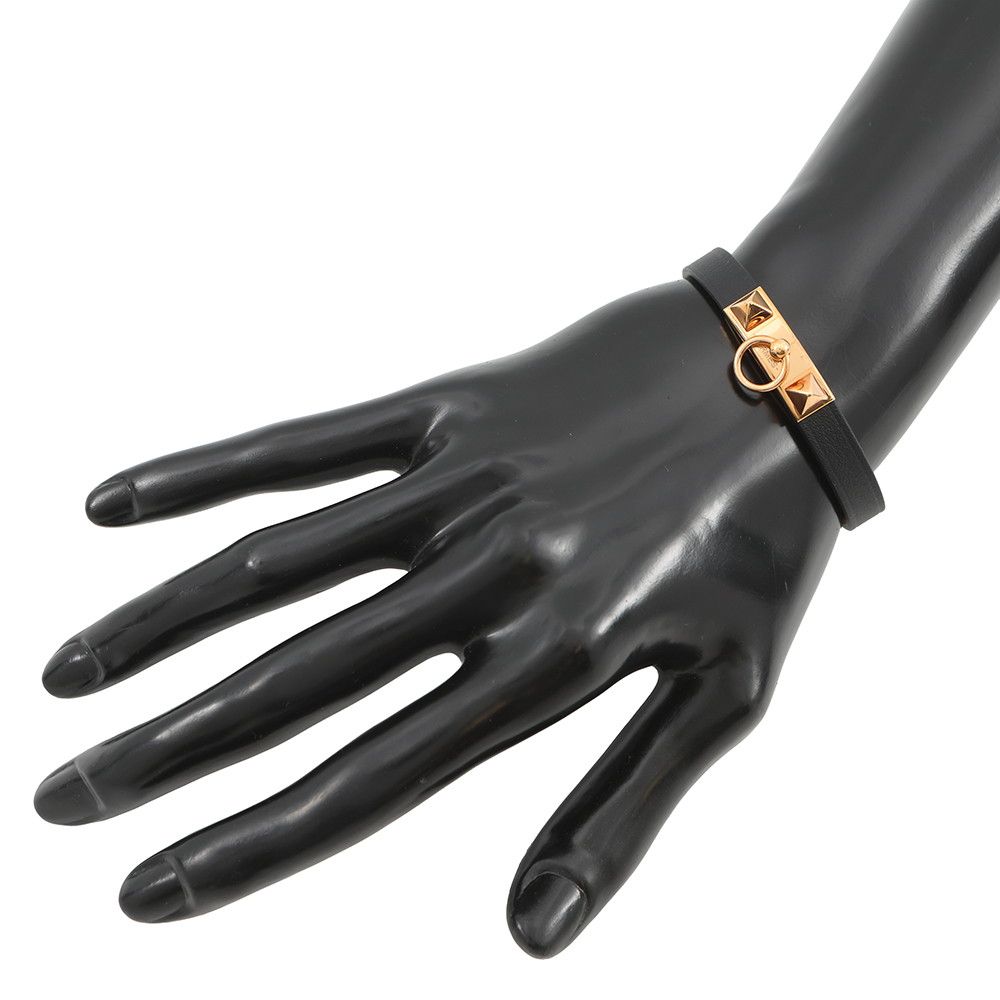 Hermes Bracelet Mini Rival Black Pink Gold Swift T3 — view 4