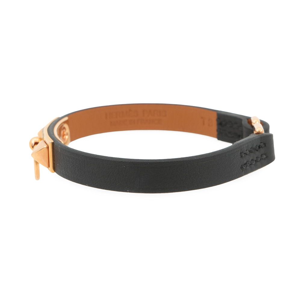 Hermes Bracelet Mini Rival Black Pink Gold Swift T3 — view 2