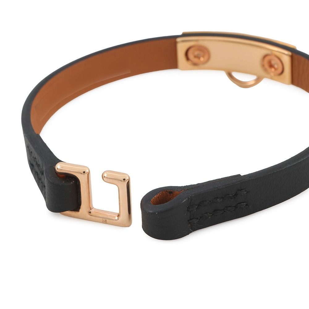 Hermes Bracelet Mini Rival Black Pink Gold Swift T3 — view 5