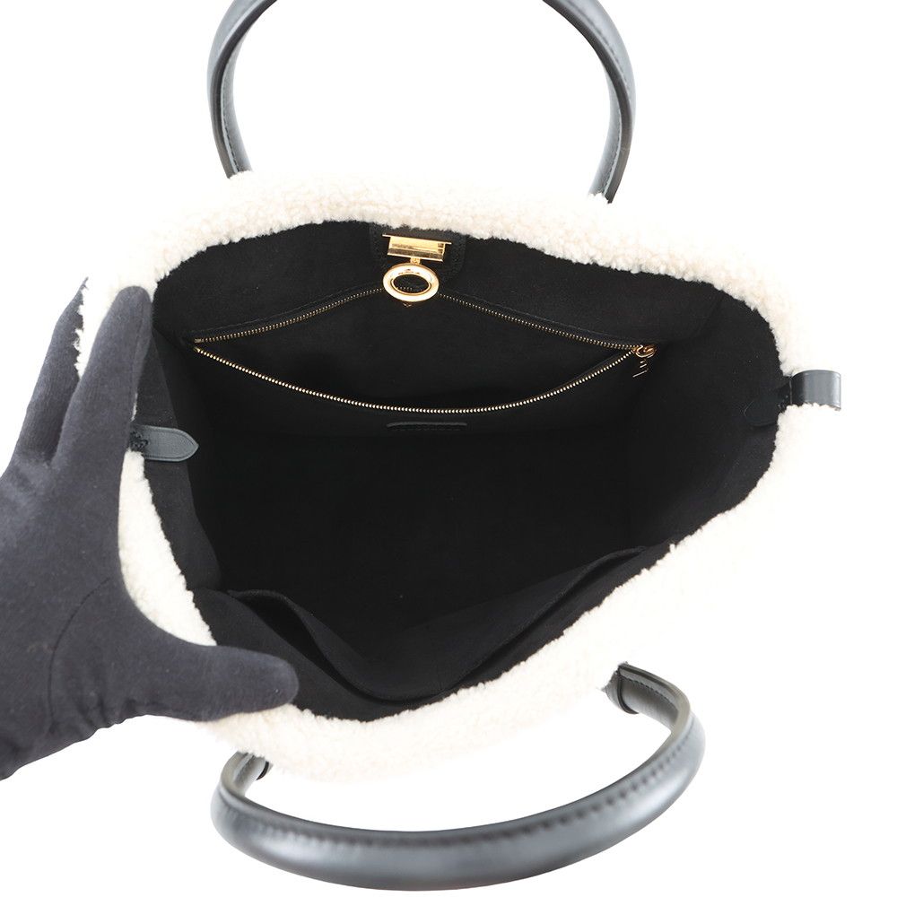 Louis Vuitton Handbag Shearling Calf Leather on My Side MM 2-Way Black — view 6