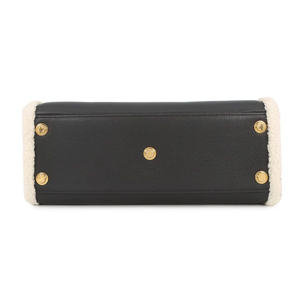 Louis Vuitton Handbag Shearling Calf Leather on My Side MM 2-Way Black — view 3