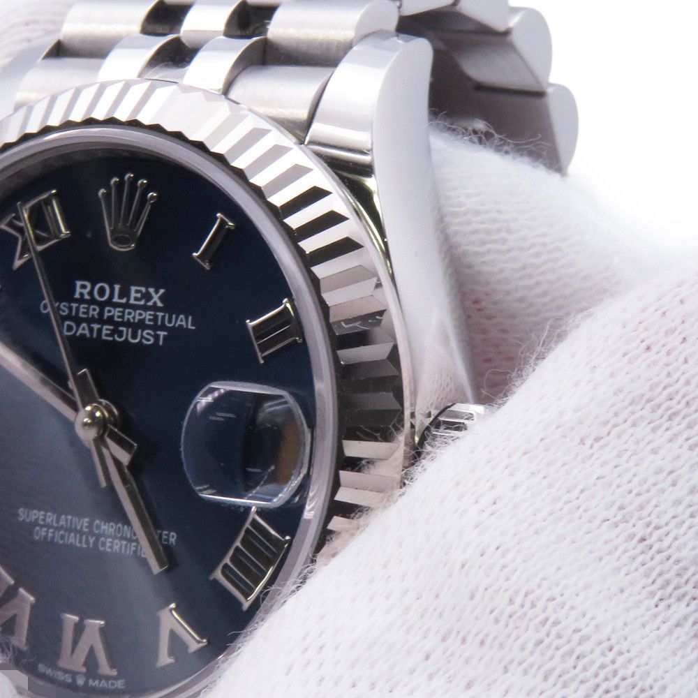 Rolex Datejust 31 SS 18k White Gold Roulette Watch Bright Blue Dial — view 5