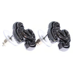 Chanel CC Logo Earrings Black Silver — view 3