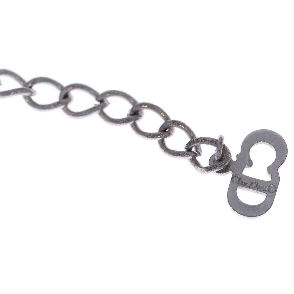 Dior CD Icon Logo Rhinestone Necklace Silver — view 5