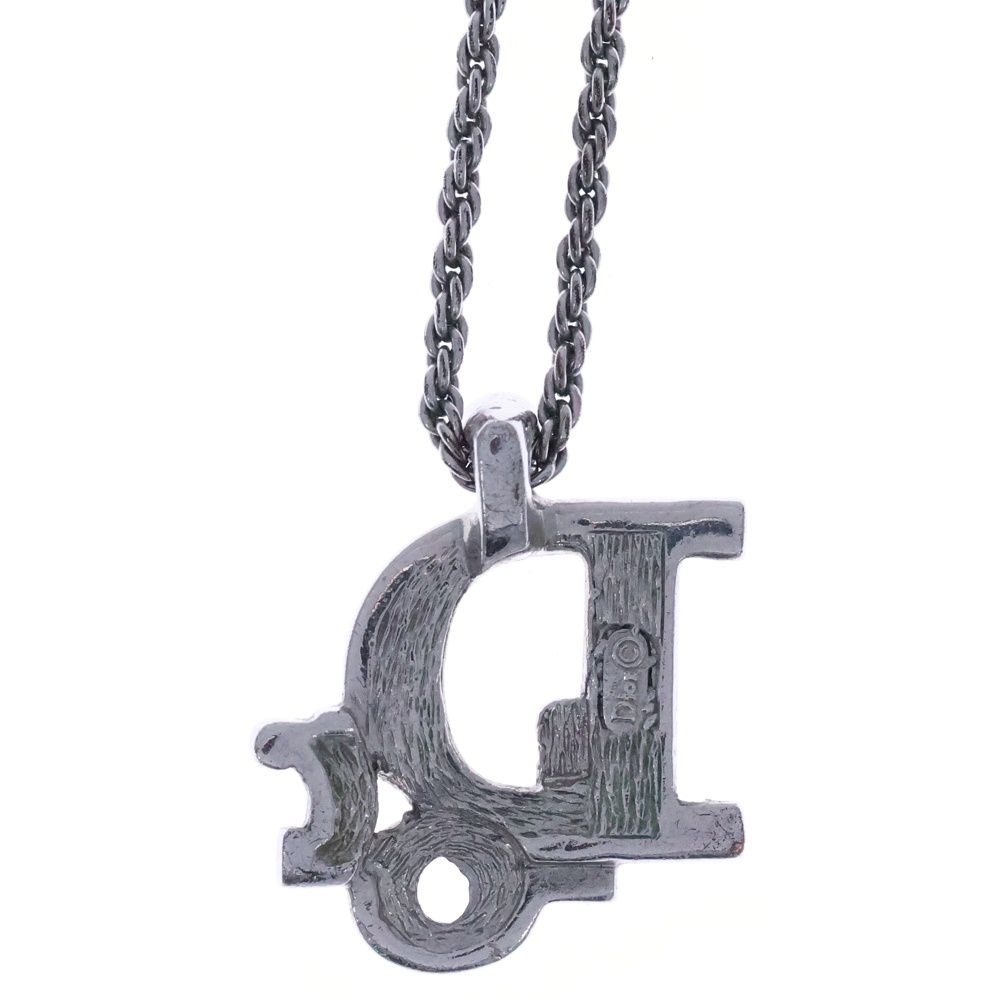 Dior CD Icon Logo Rhinestone Necklace Silver — view 3