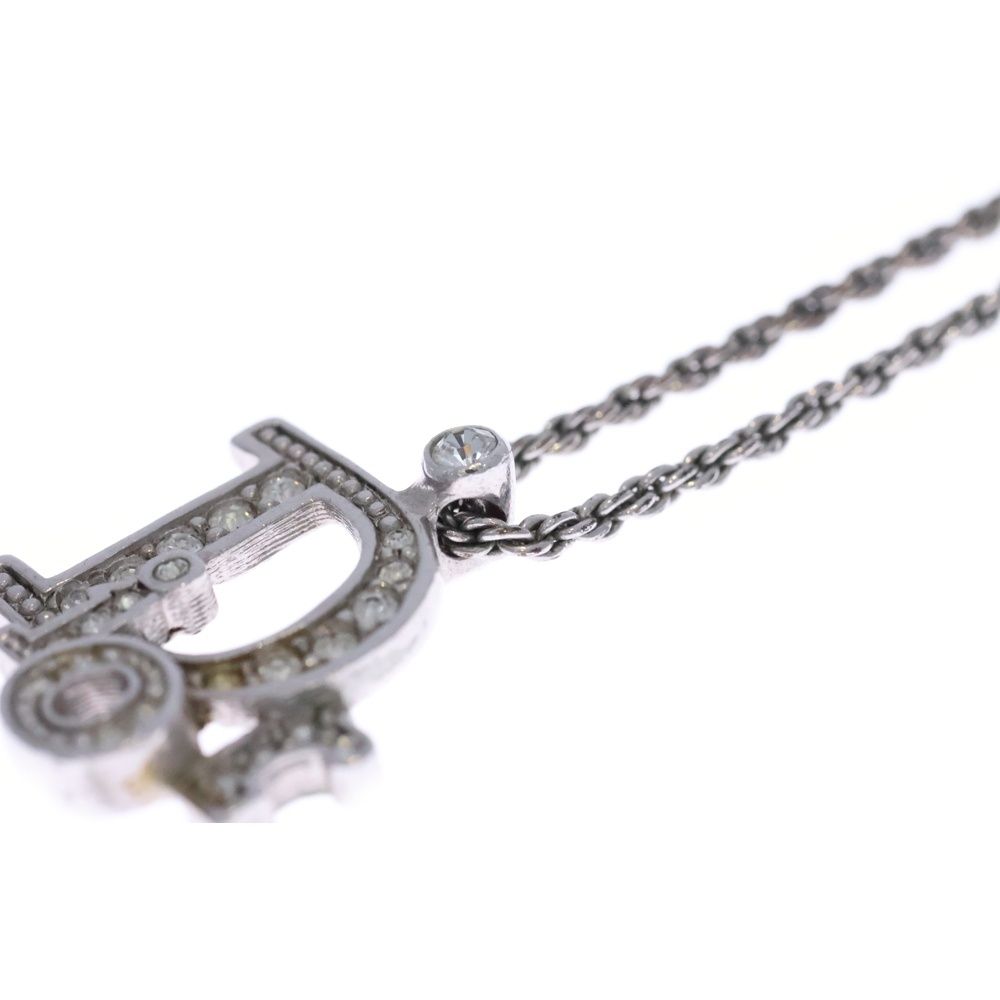 Dior CD Icon Logo Rhinestone Necklace Silver — view 6