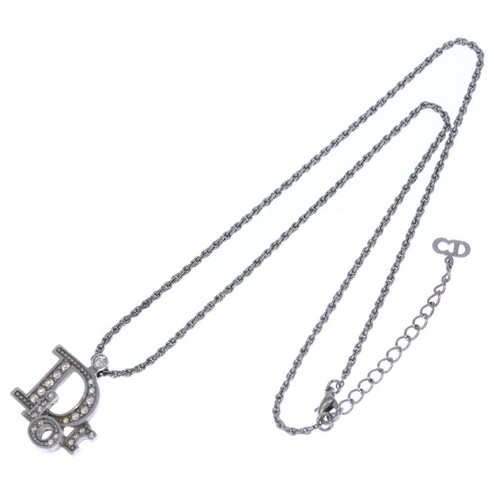 Dior CD Icon Logo Rhinestone Necklace Silver — view 2