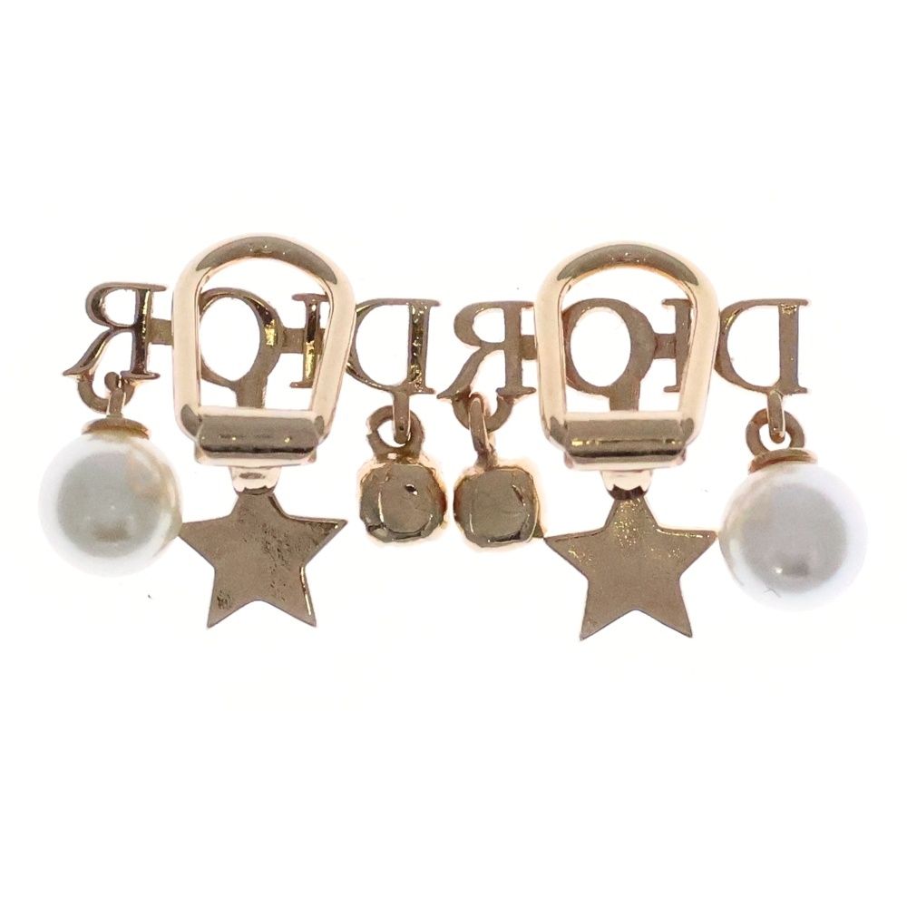 Dior Logo Earrings Gold Star Pearl — view 5