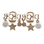 Dior Logo Earrings Gold Star Pearl — view 5