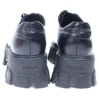 Prada Monolith Brushed Leather Lace Up Shoes Black — view 3