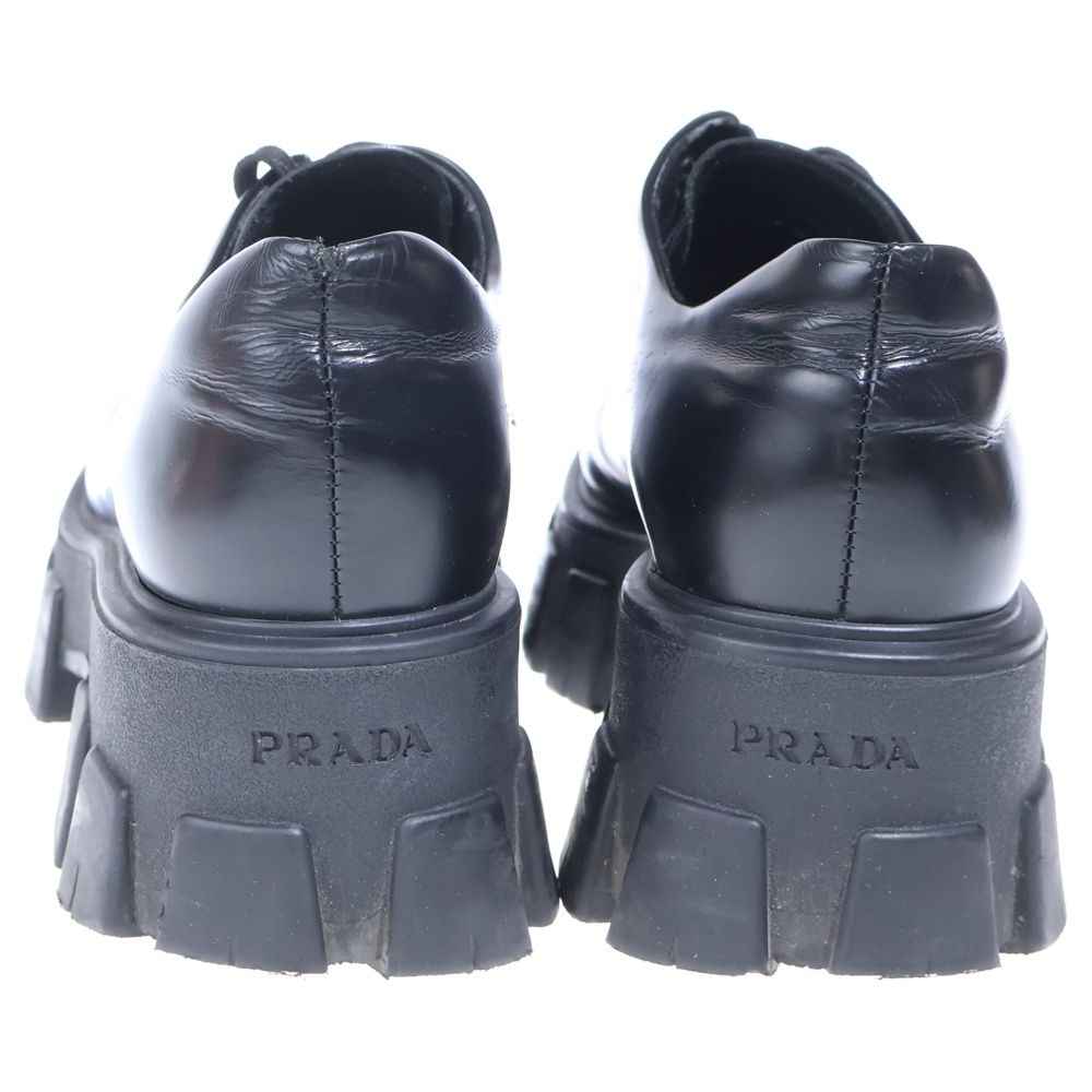 Prada Monolith Brushed Leather Lace Up Shoes Black — view 3