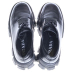 Prada Monolith Brushed Leather Lace Up Shoes Black — view 4