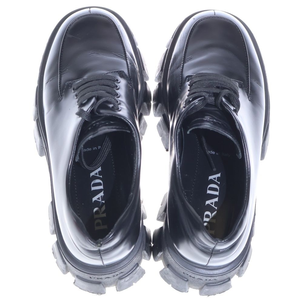 Prada Monolith Brushed Leather Lace Up Shoes Black — view 4