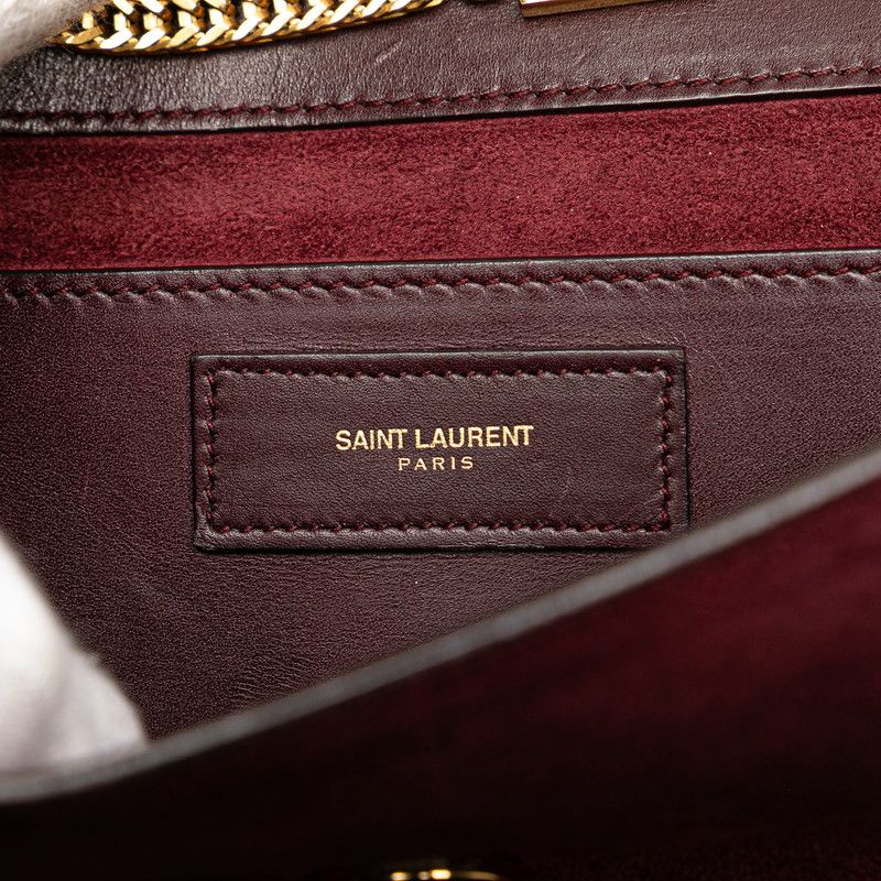 Saint Laurent Betty Chain Shoulder Bag Wine Red Gold Suede Leather — view 8