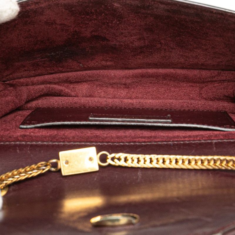 Saint Laurent Betty Chain Shoulder Bag Wine Red Gold Suede Leather — view 7
