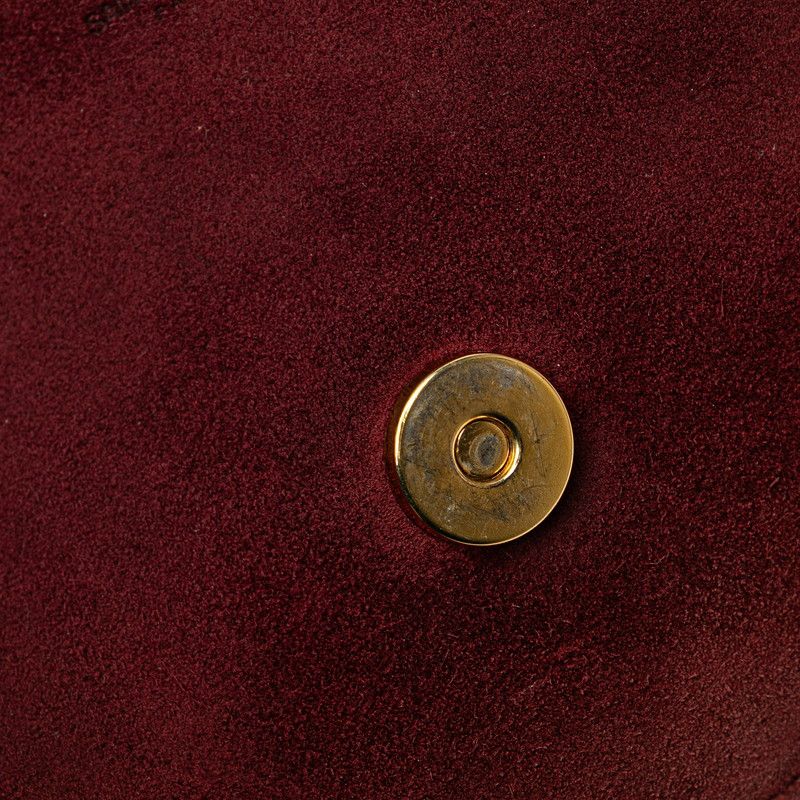 Saint Laurent Betty Chain Shoulder Bag Wine Red Gold Suede Leather — view 6